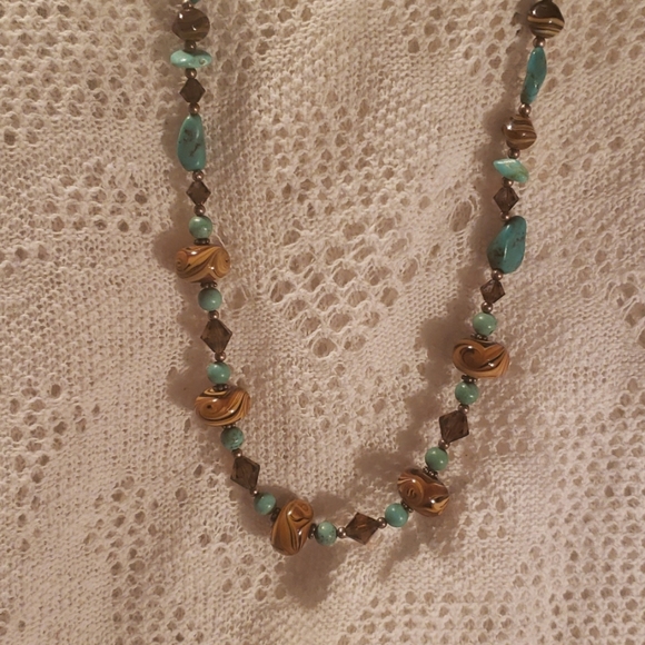 Vintage turquoise and tigers eye necklace - Picture 1 of 3